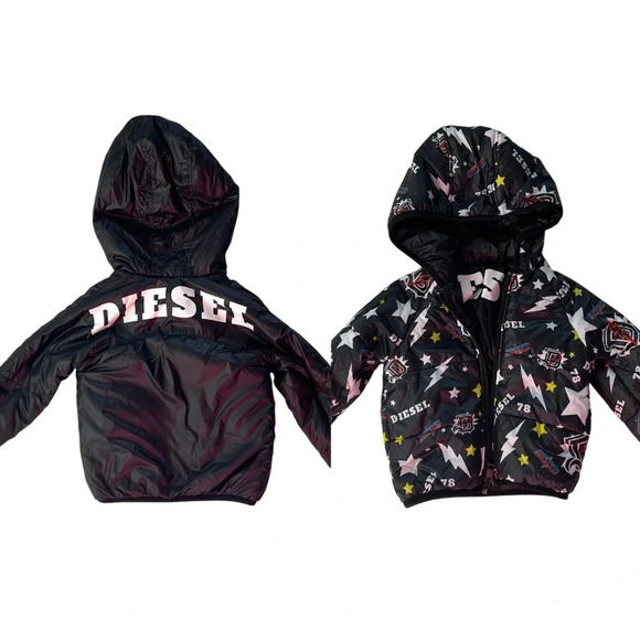 Diesel Reversible Black Puffer Down Jacket Kids Boy Girl 24 months 2 years - Picture 1 of 5